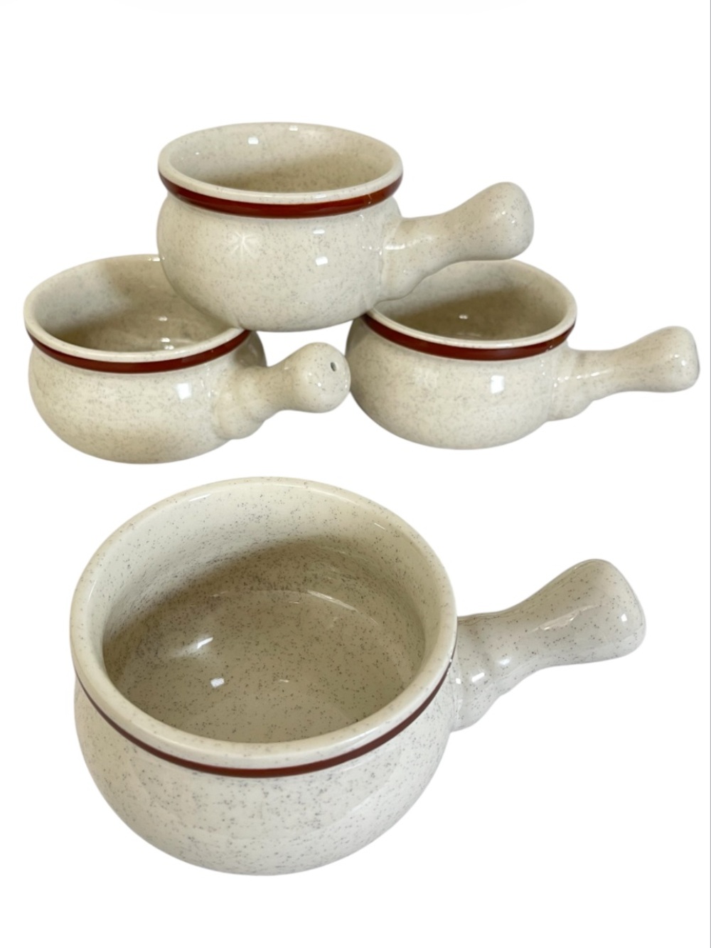 Vintage 70s Scandia Northland Stoneware French Onion Soup Bowls With Handles X 4